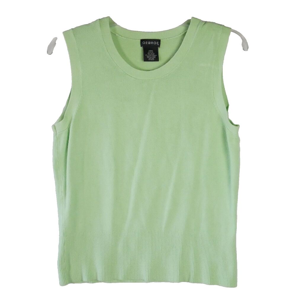 George Ladies Size L ( 12-14) Tank Top Sweater Vest Cinched Bottom Green